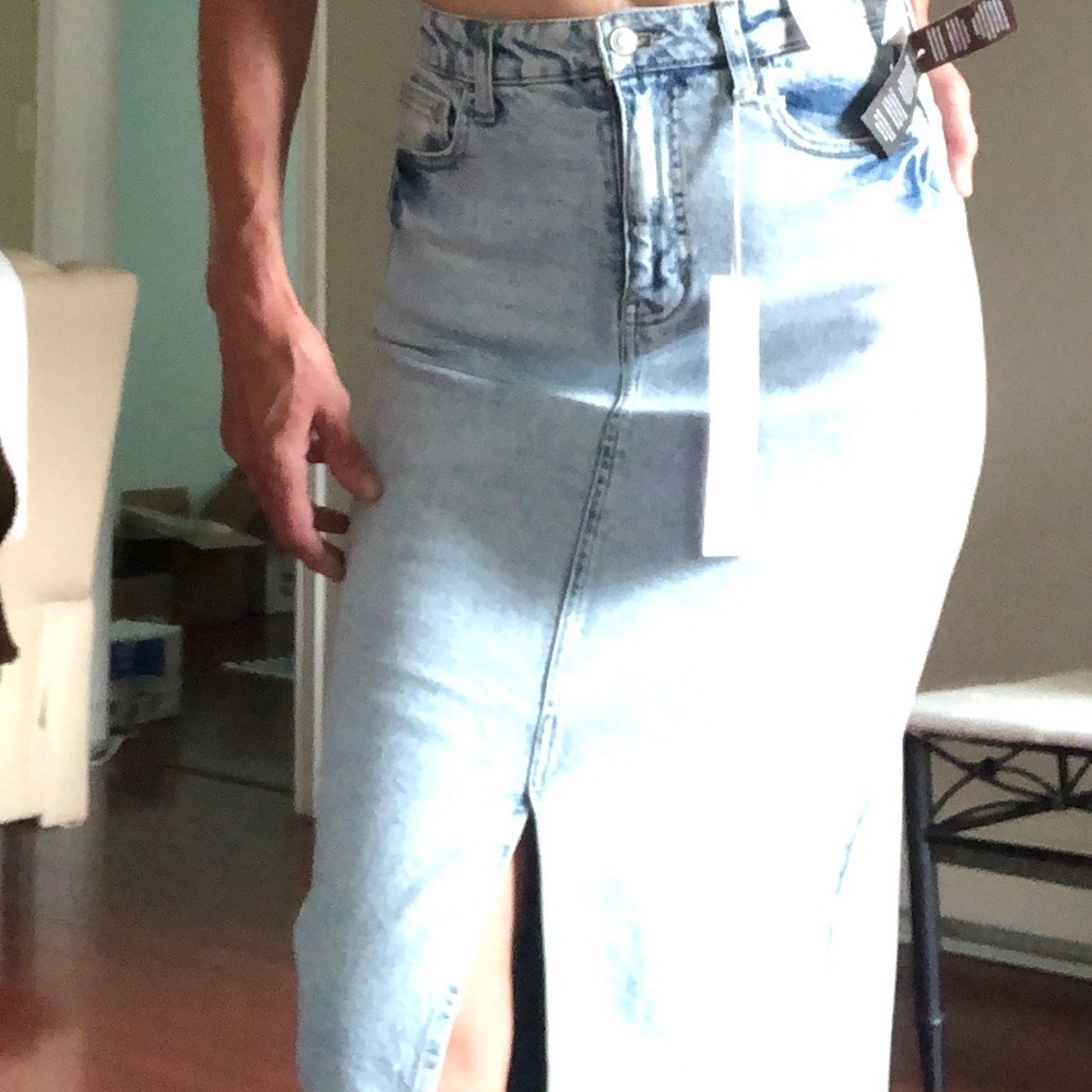 NWTS Denim Maxi Jean Skirt Light Wash medium
